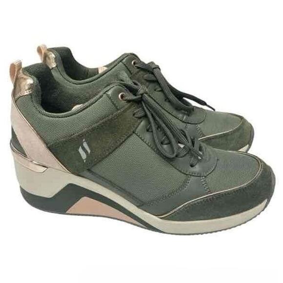 Skechers Million High N Fly Suede Wedge Heel Sneakers 10 - Picture 8 of 9